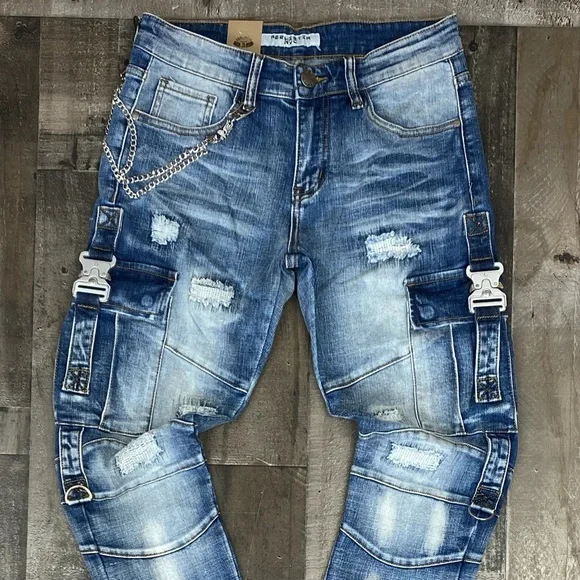 NWOT REELISTIK NYC- CARGO JEANS-BLUE